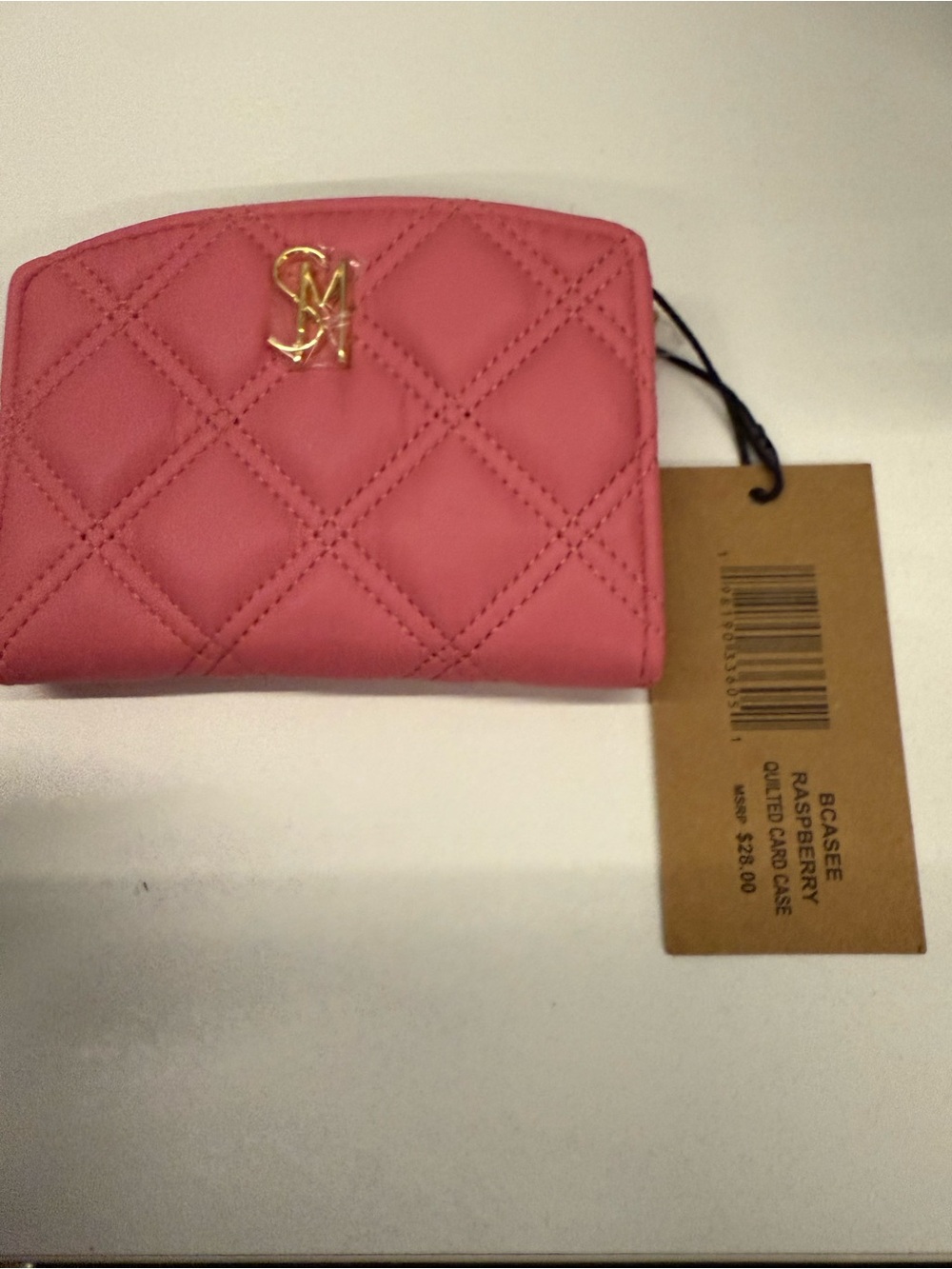 Steve Madden Raspberry Quilted Wallet with Gold SM Accent